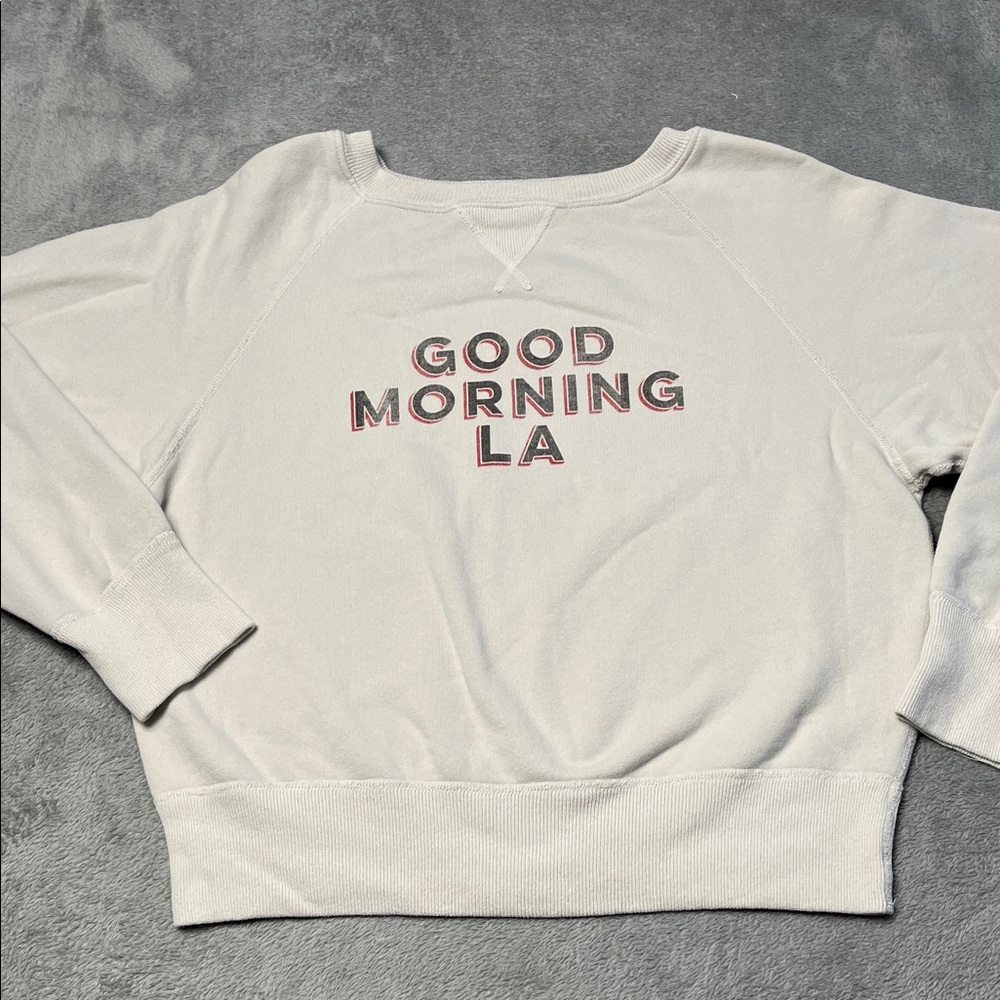 NEW Nili Lotan‎ S Good Morning LA Sweatshirt Cream French Terry 100% Cotton FLAW
